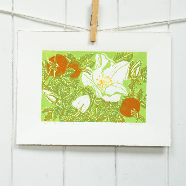 Rosa Rugosa - Limited Edition - Original Linocut Print