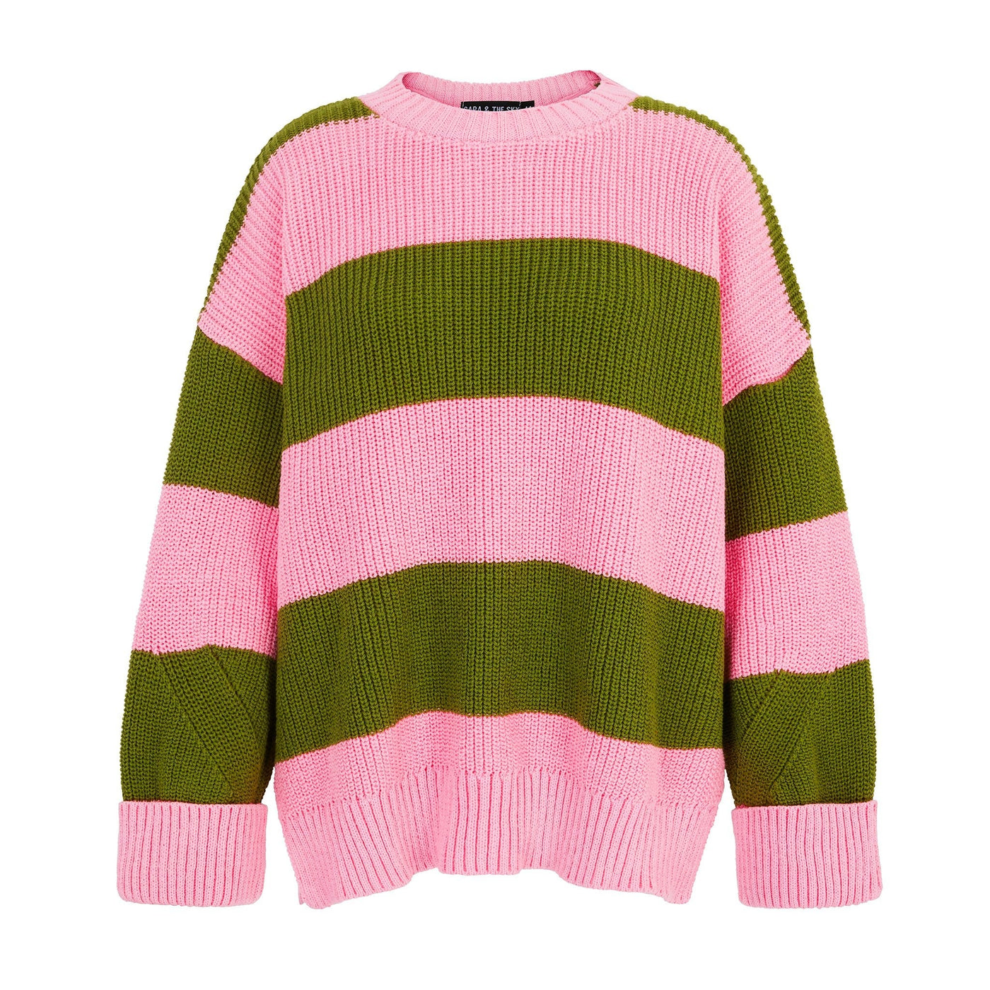 Rhiannon Recycled Cotton Mix Stripe Jumper - Pink and Green