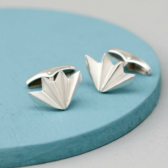 Geometric Fan Cufflinks in Solid Sterling Silver