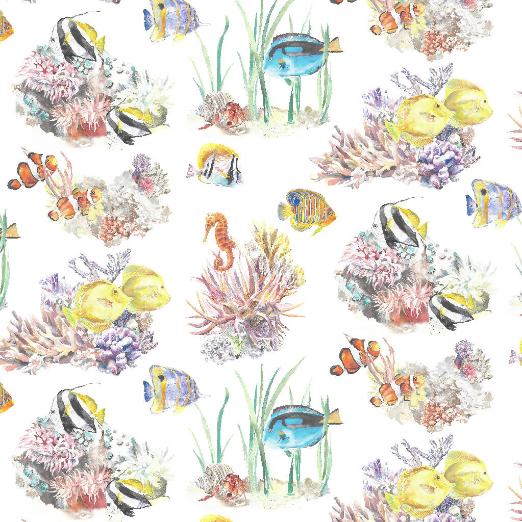 Tropical Fish Coral Reef Watercolour Wallpaper