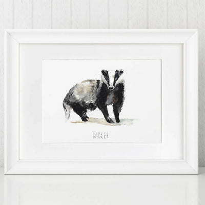 Badger Watercolour Art Print