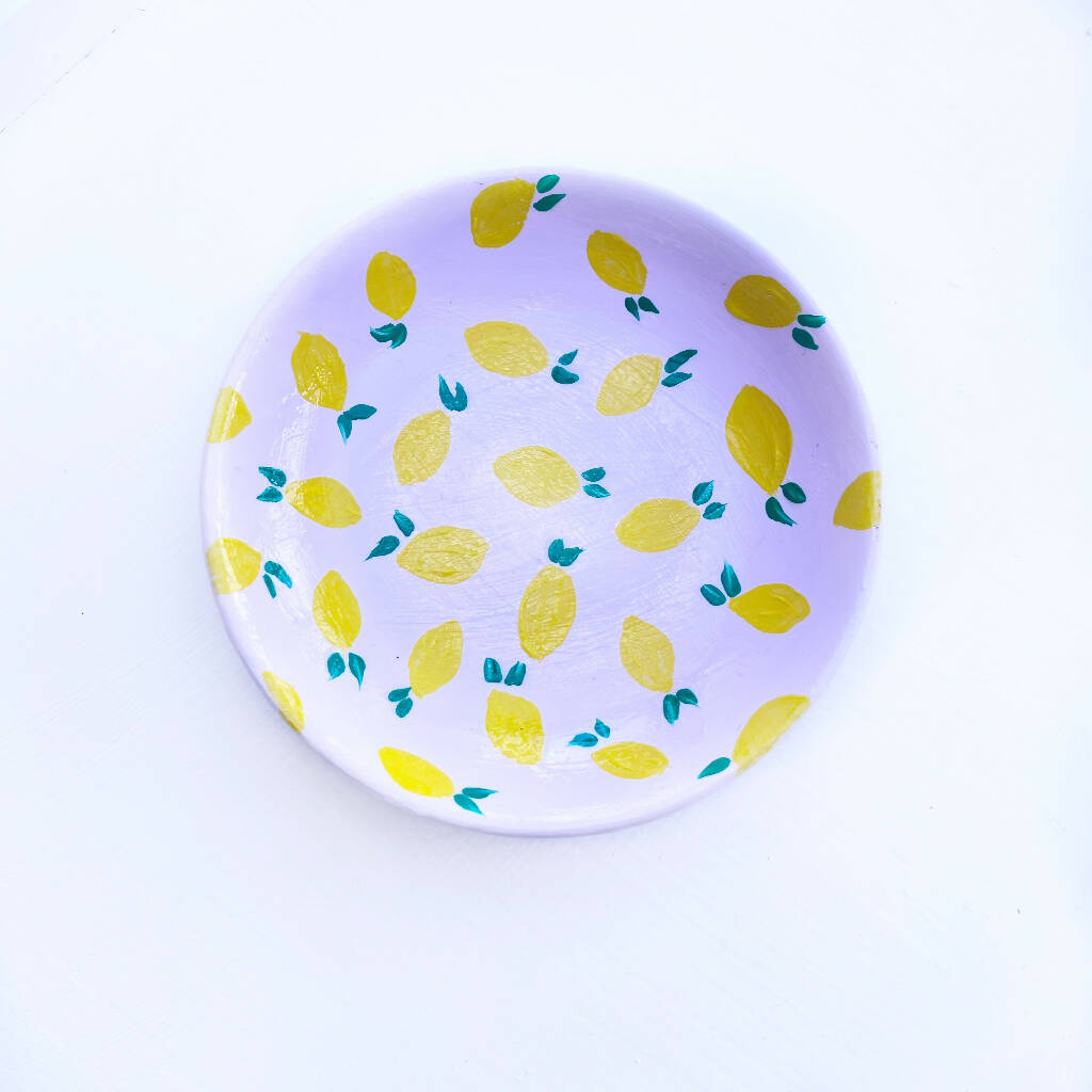 Hand Painted Lemon Trinket Dish