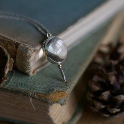 Magnifying Glass Sterling Silver and Gold Necklace