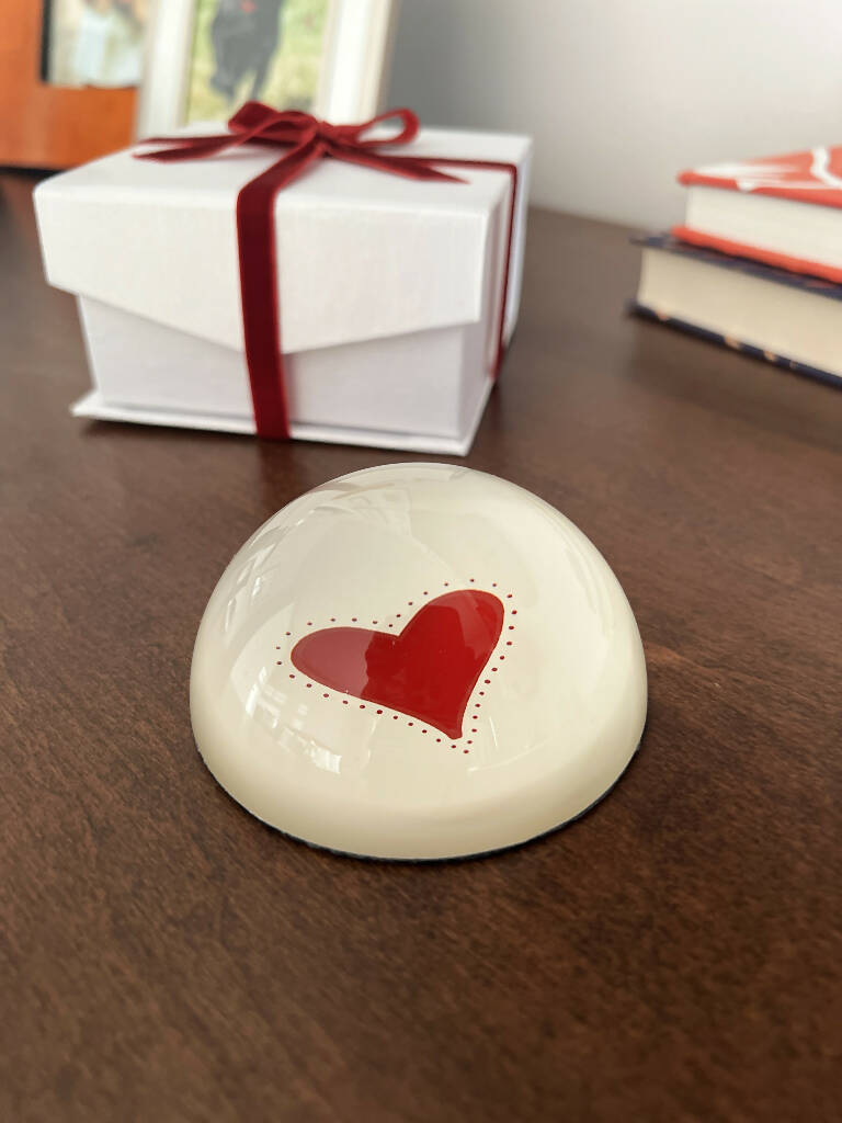 Glass Decoupage Paperweight, Heart