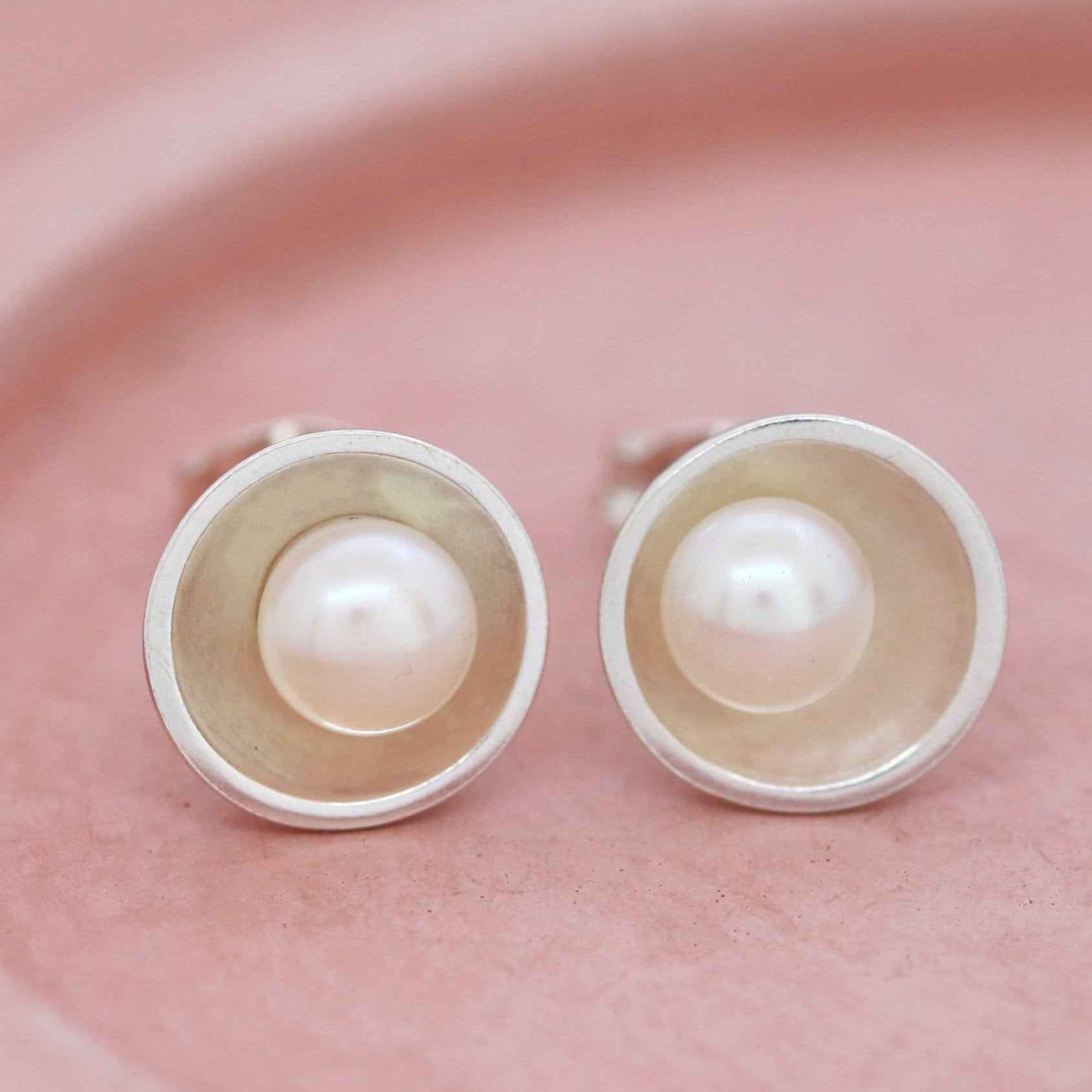 Pearl Stud Earrings in Solid Sterling Silver Country Living Marketplace