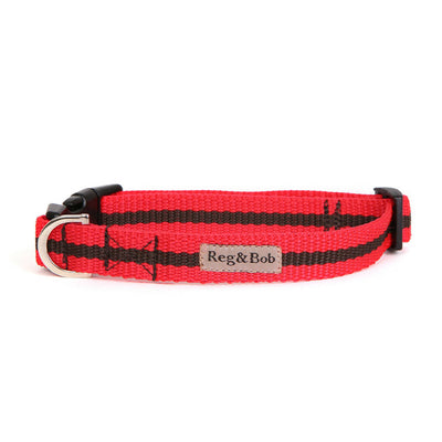 Dog Collar In Red And Brown Stripe