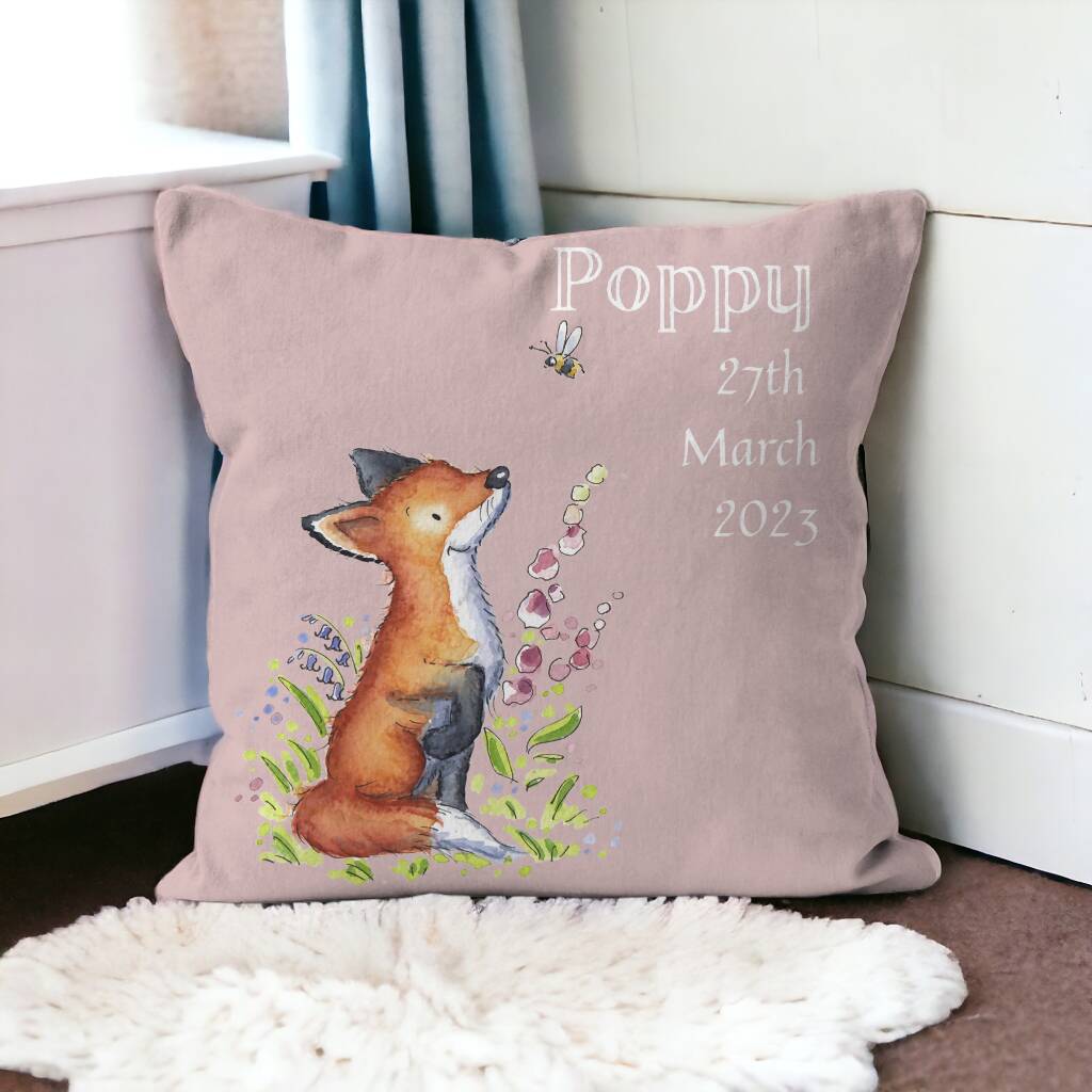 Woodland Fox Personalised Cushion