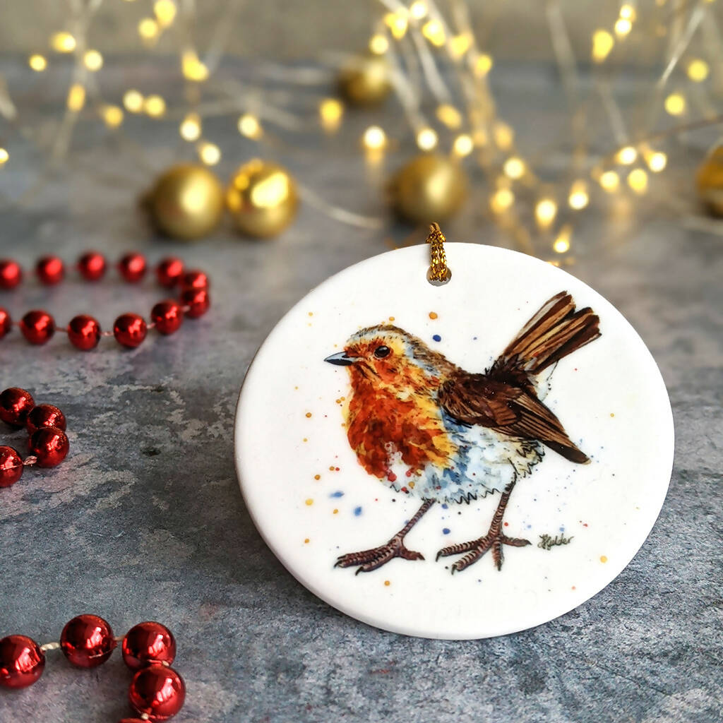 Robin Personalised Ceramic Christmas Ornament