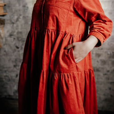 Dorothy Dress In Saffron Needlecord