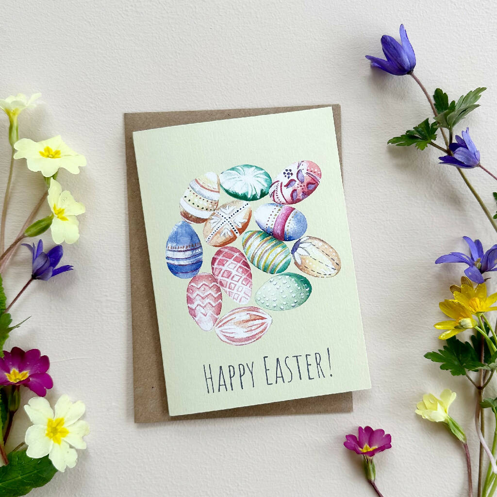Watercolour Easter Eggs Card