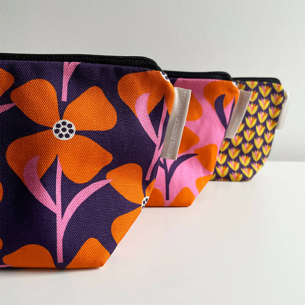 Poppy Windmills Cosmetic Bag in Pink Pepper