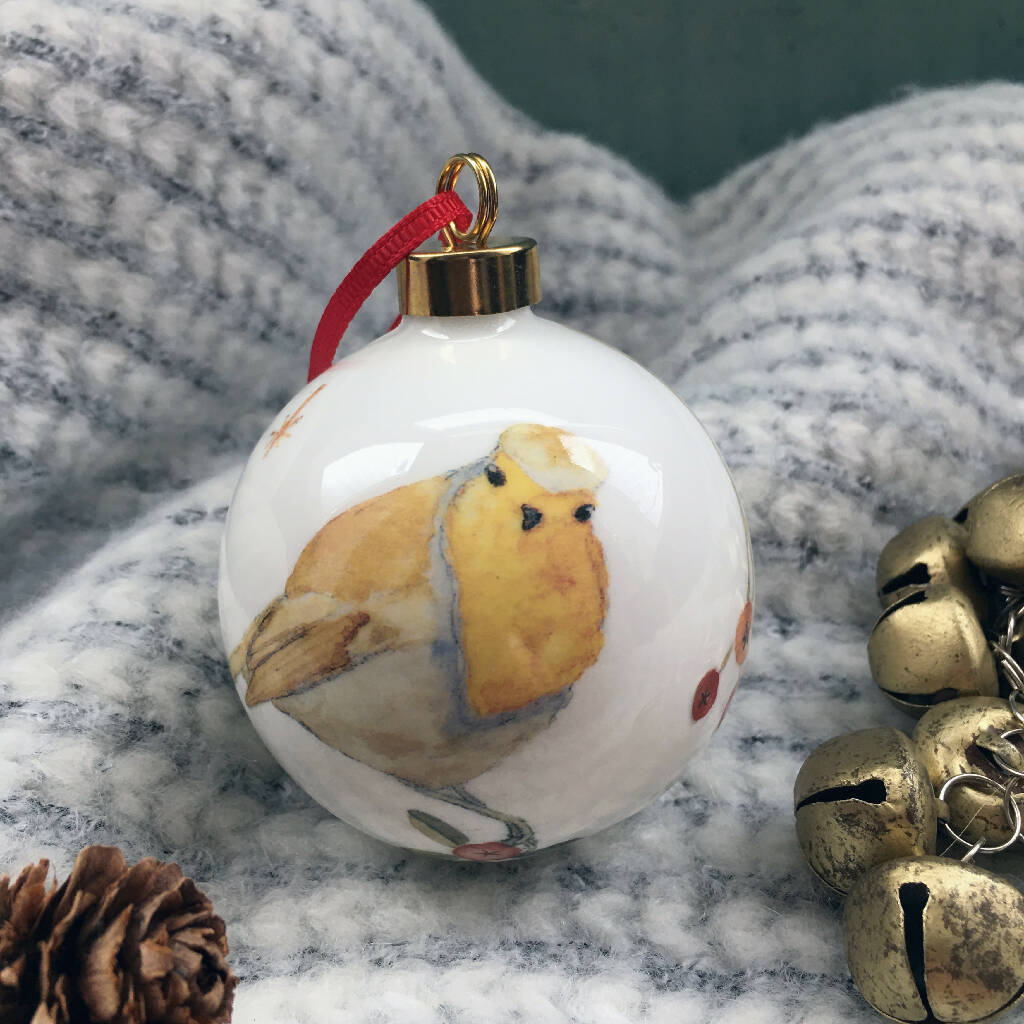 Robin Bone China Christmas Bauble