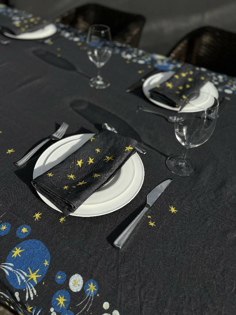 Stars in Blue Linen Napkins Set of 4