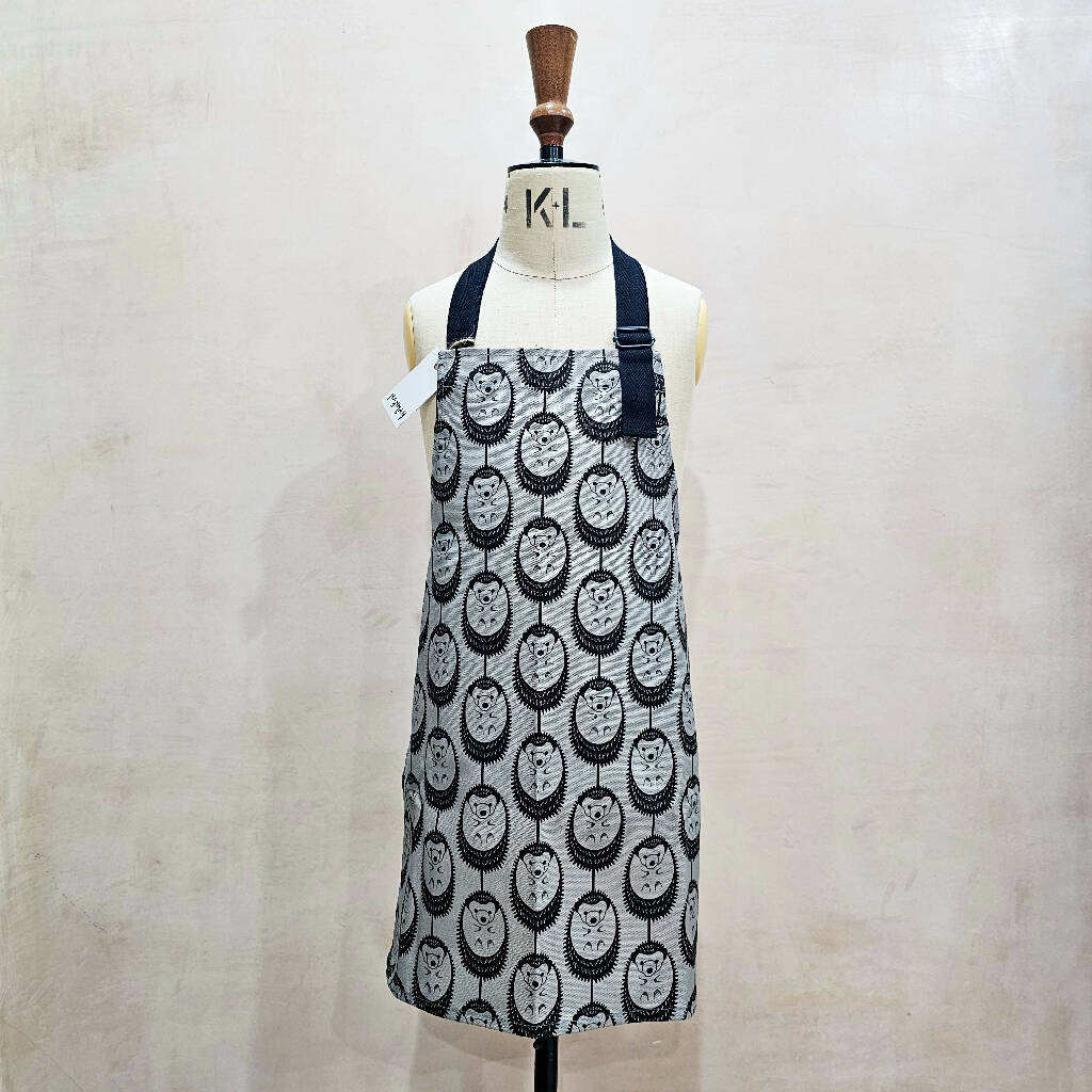 Hedgehog Organic Cotton Children's Apron in Grey 3