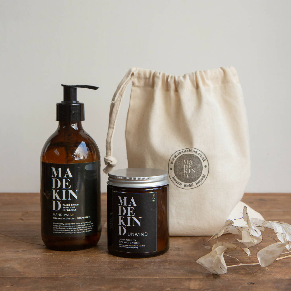 Natural Hand Wash & Candle in Gift Bag