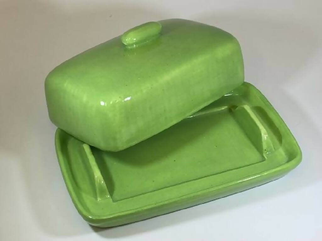 Butter Dish in Lime Green Glaze