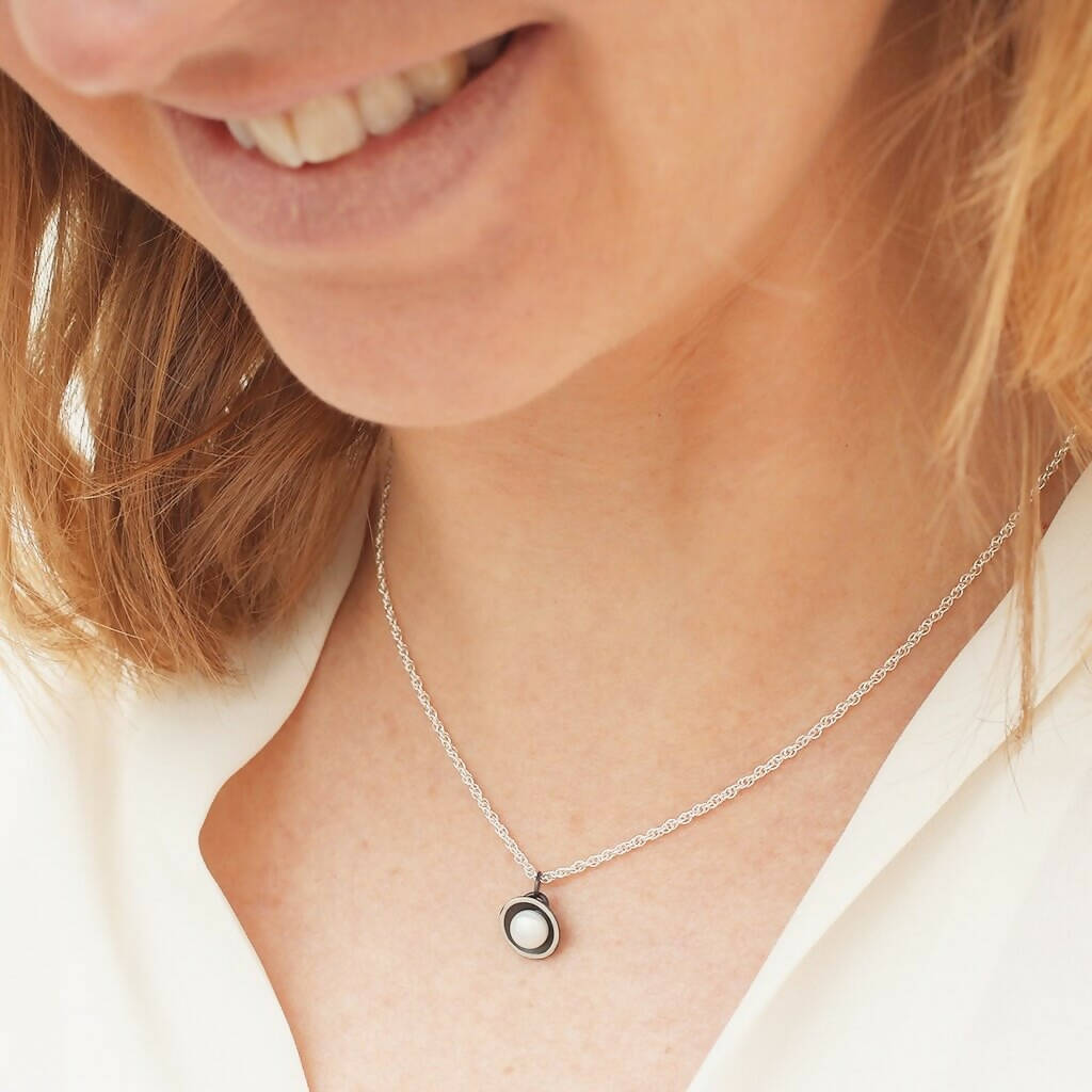 Pearl Pendant Necklace in Solid Sterling Silver