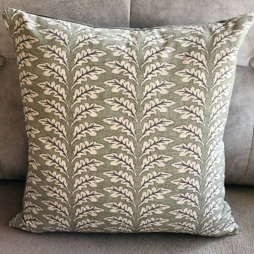 Leafy Sage Green Velvet-Backed Cushion