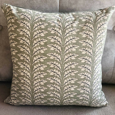 Leafy Sage Green Velvet-Backed Cushion