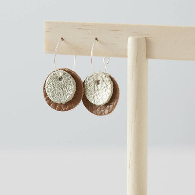 Double Circle Leather Earrings