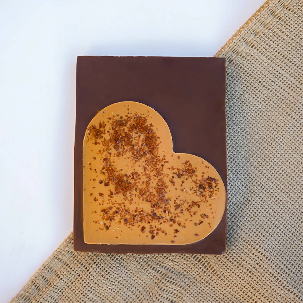 Hand-Crafted Heart Chunky Chocolate Bar in Blush Book