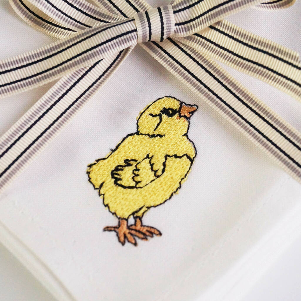 Embroidered Little Chick Cocktail Napkins - Set of Four