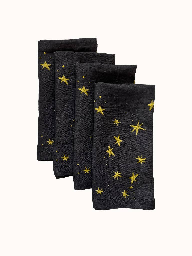 Stars in Blue Linen Napkins Set of 4