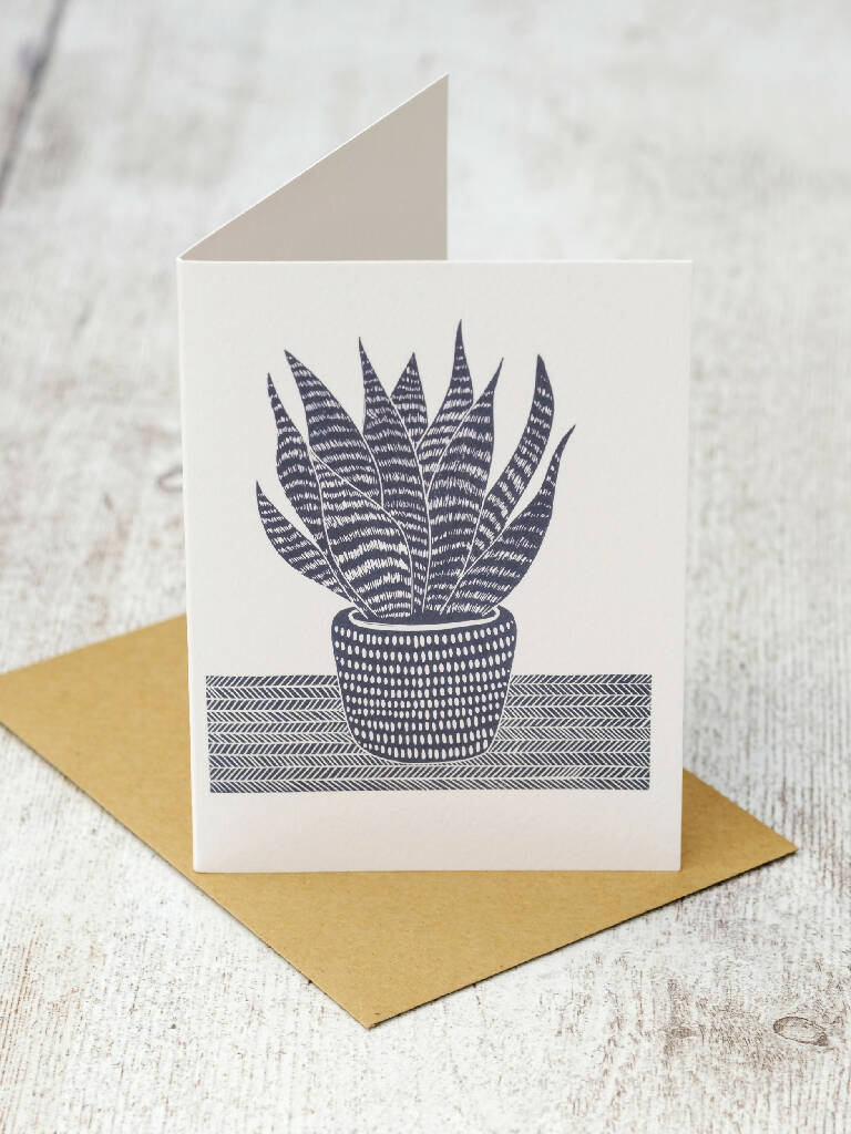 Mother in Laws Tongue A6 Lino Print Greeting Card