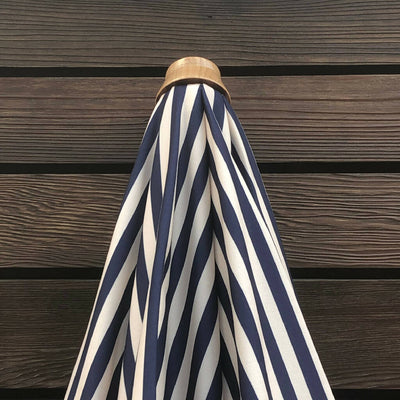 Midnight Blue/Antique White Stripe Large Tassel Fringed Outdoor Parasol