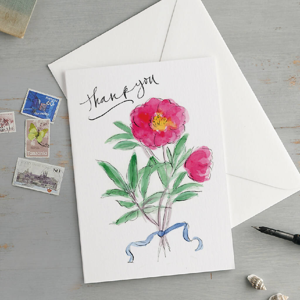 'Thank You' Peony Greeting Card