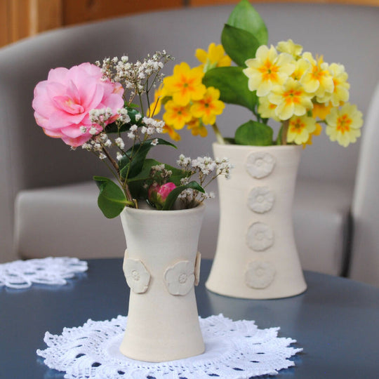 Blossoms Ceramic Vase in Cotton White