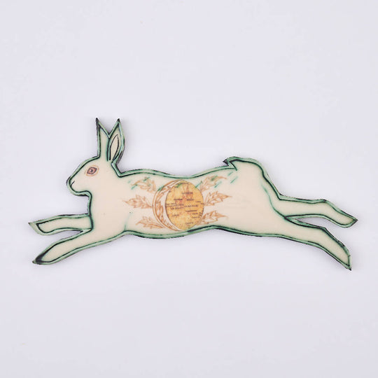 Crescent Moon Phase Hare Hanging Ceramic Decoration