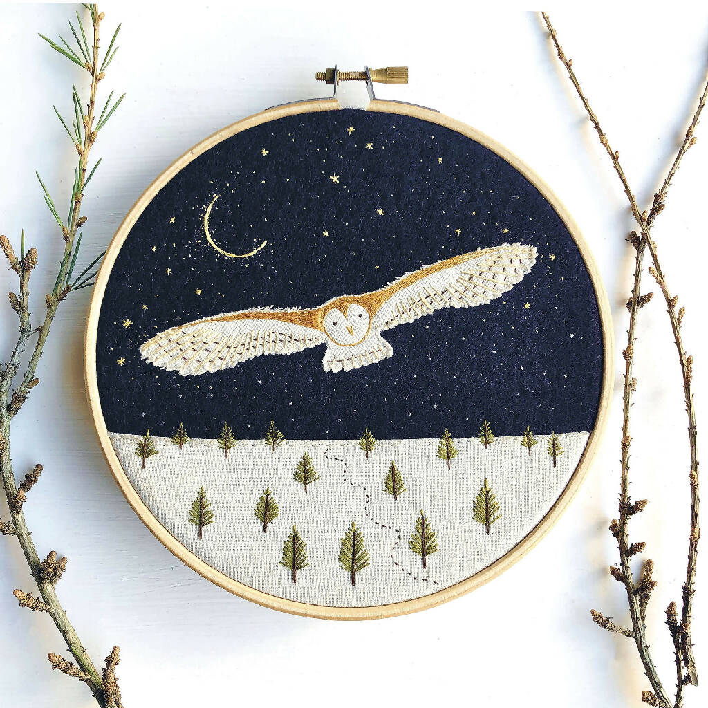Starry Night Owl Embroidery Kit