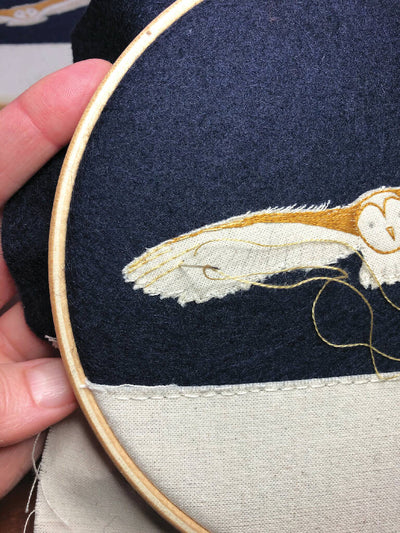 owl embroidery wip