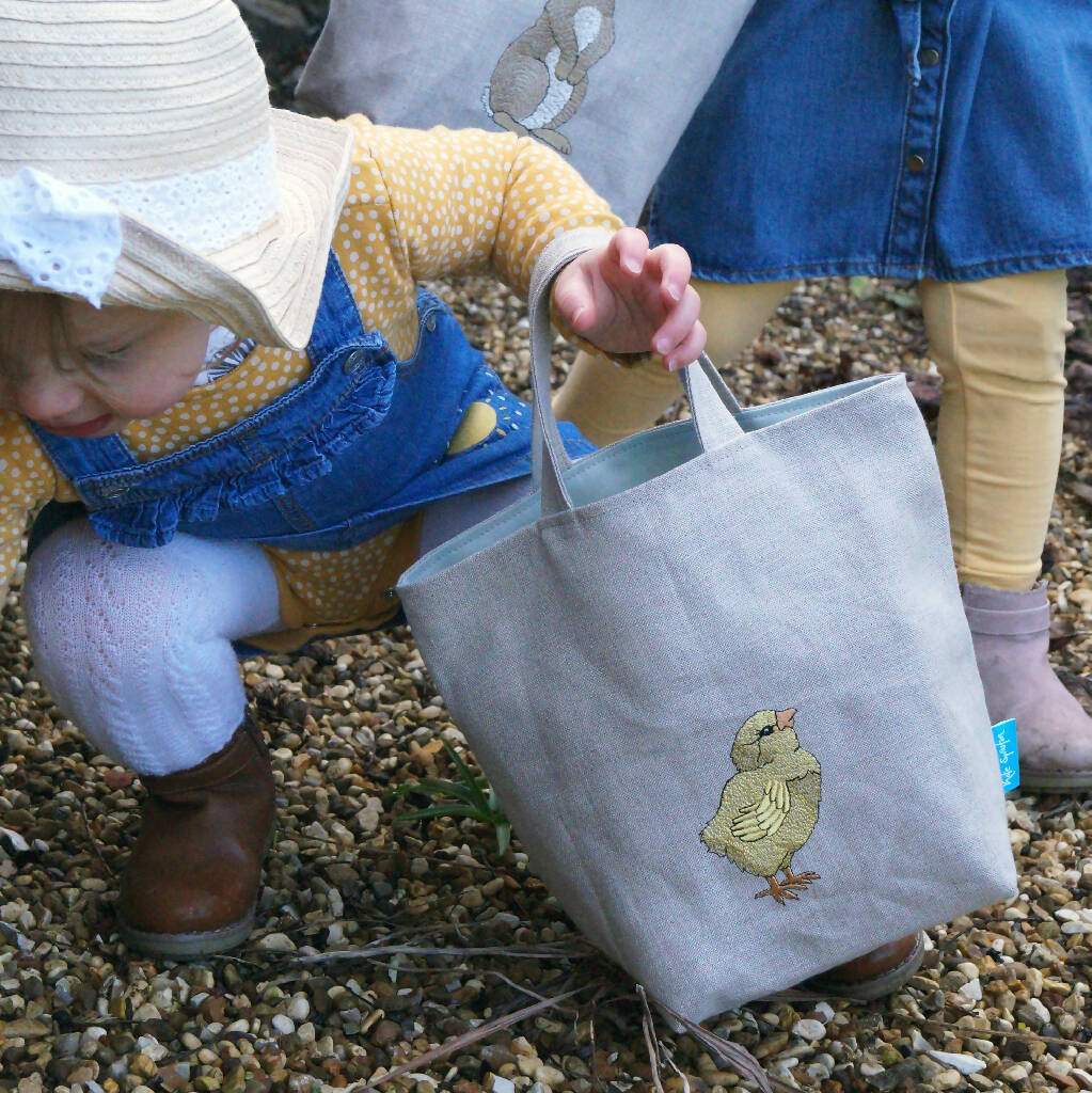 Embroidered Little Chick Easter Egg Hunting Bag