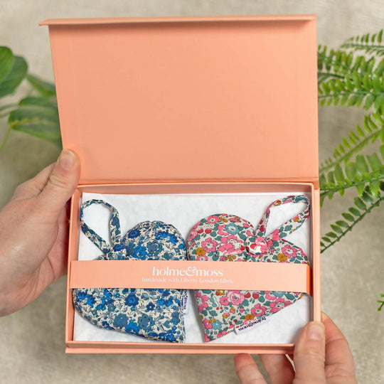 Liberty Lavender Heart Gift Box, Set of Two - Ditsy Florals Collection