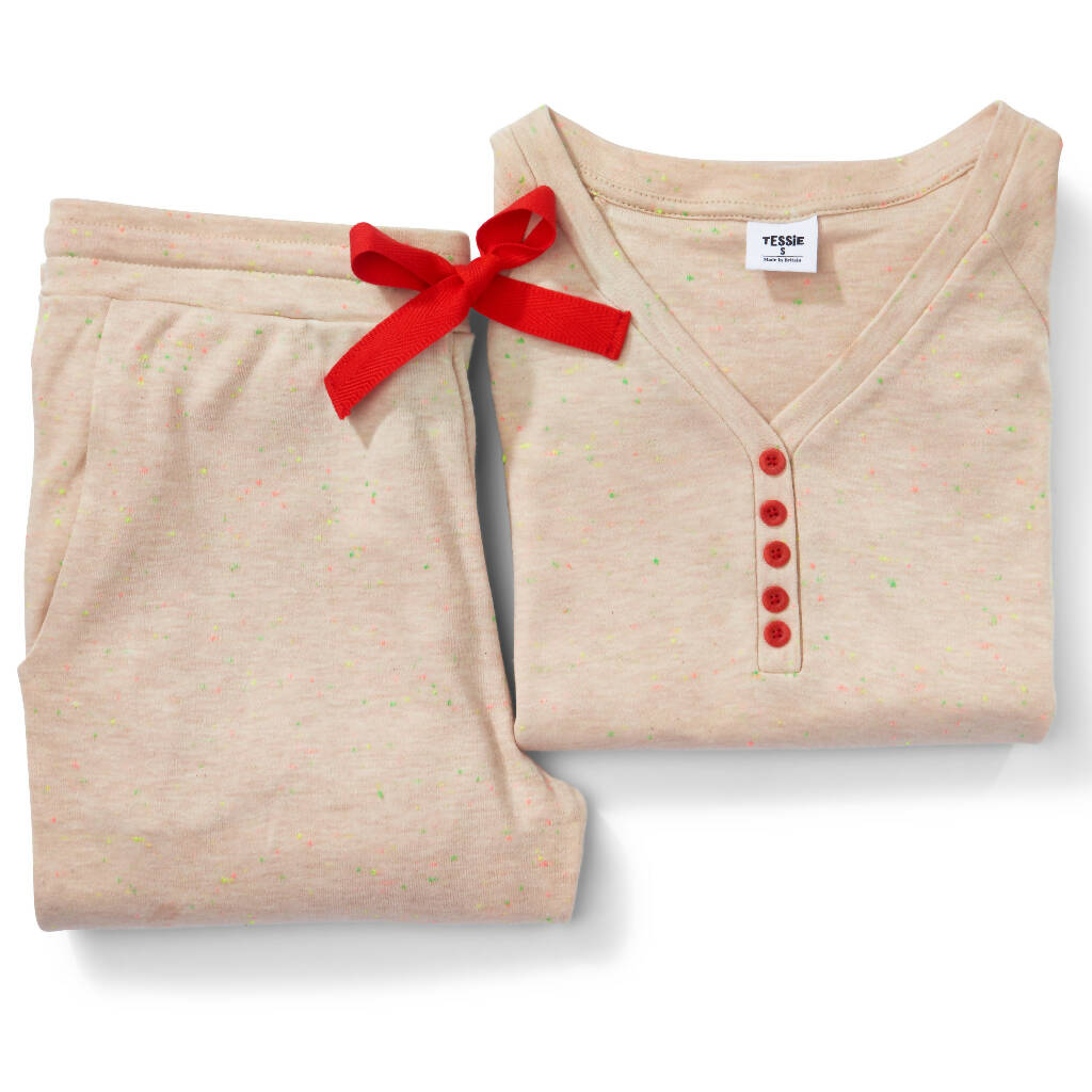 Confetti Oat Long Sleeve and Trousers Pyjamas Set - Folded Cutout-1