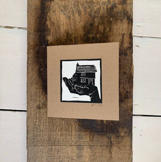 Bouclé 'House in Hand' Hand-Printed Card