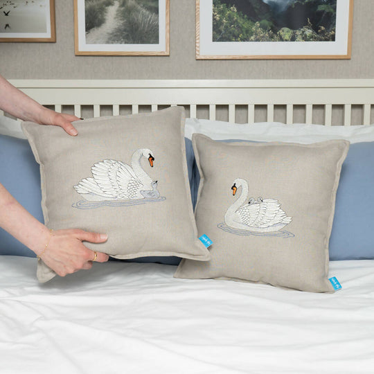 Embroidered Swan Cushions