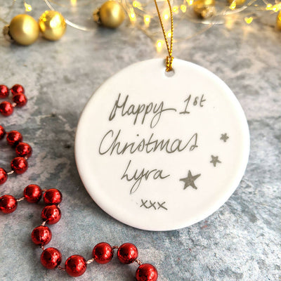 Santa Robin Personalised Ceramic Christmas Ornament
