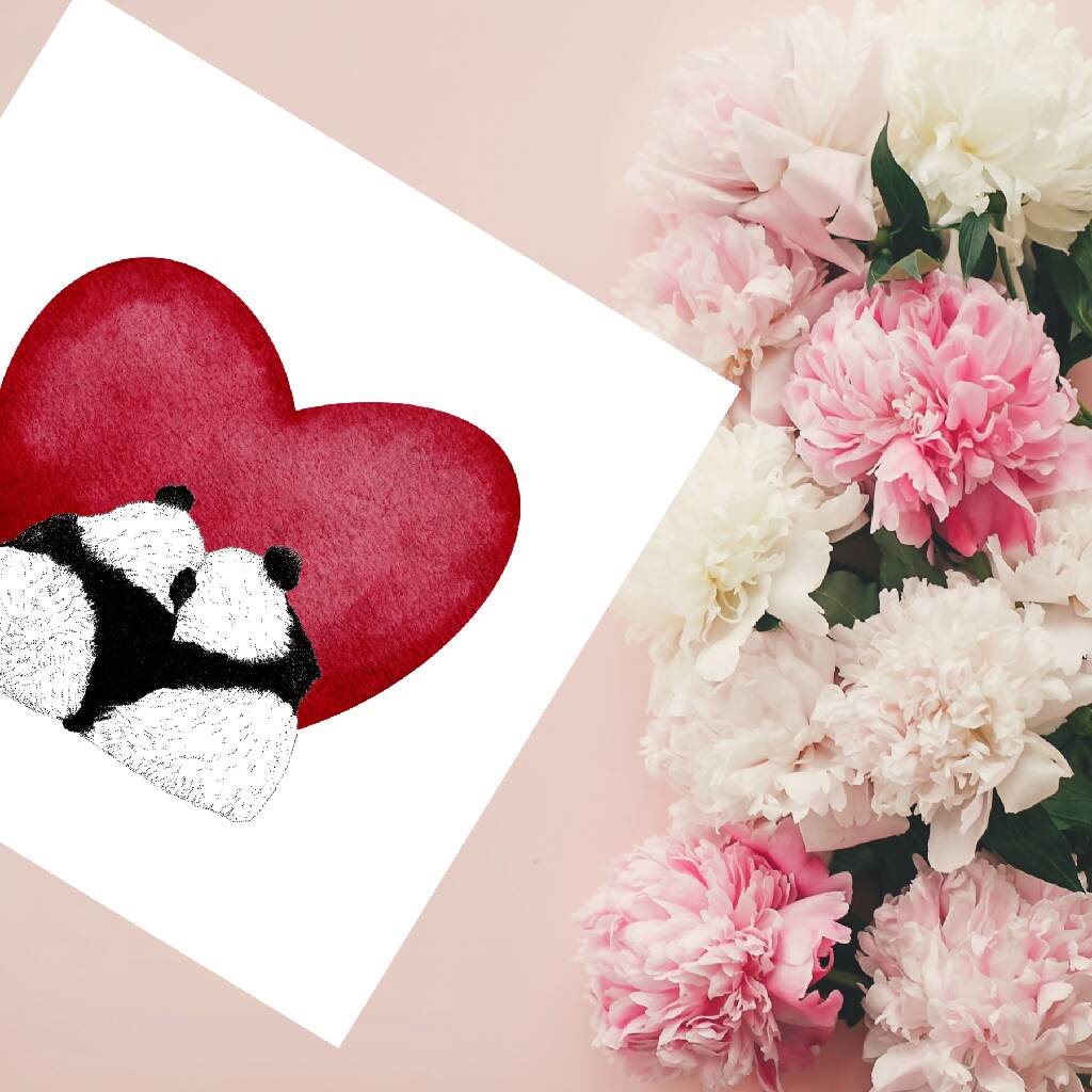 Panda Heart Love Greeting Cards