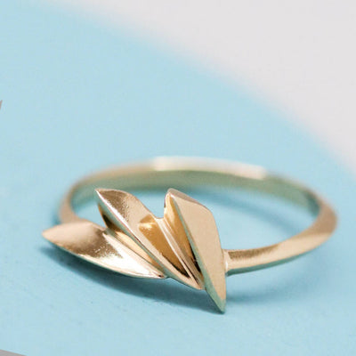 Geometric Fan Statement Ring in Solid 9ct Gold