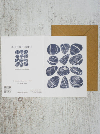 Dozen Cornish Pebbles A6 Lino Print Greeting Card