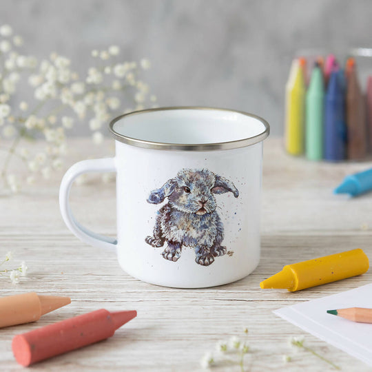 Bunny Rabbit Enamel Mug in White