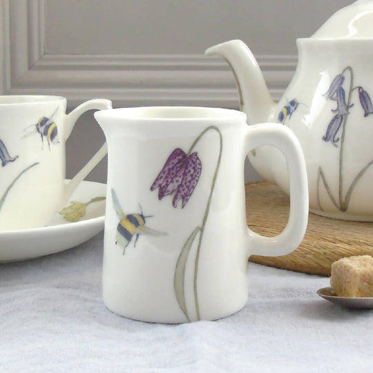 Bee and Spring Flowers Bone China Quarter Pint Jug