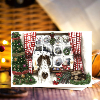 Springer Spaniel Christmas Window Christmas Card
