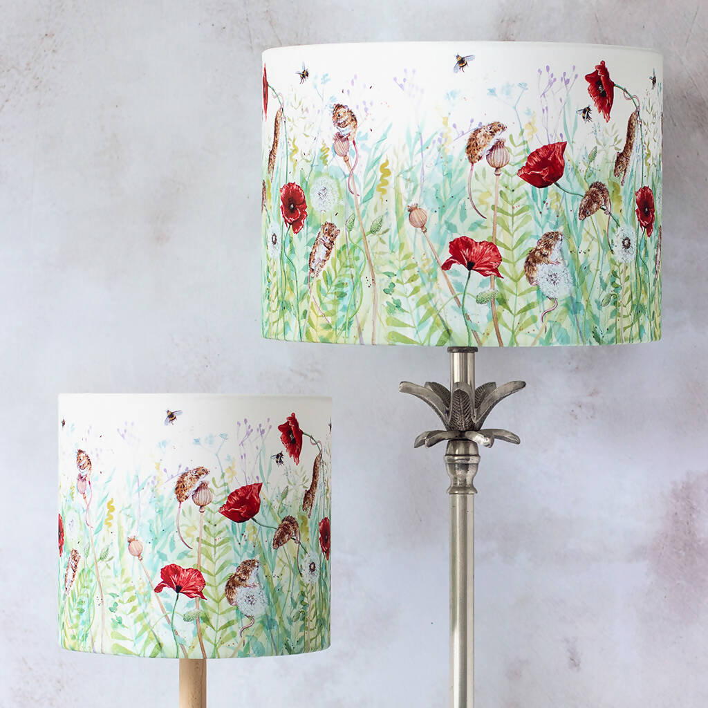 Mice and Poppies Canvas Lampshade