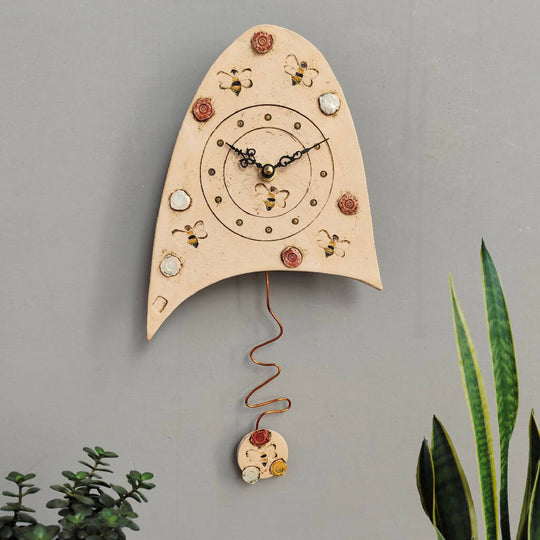 Bumblebees and Daisies Wall Clock with Pendulum