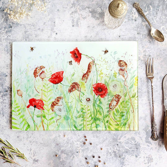 Mice in Poppies Glass Placemat