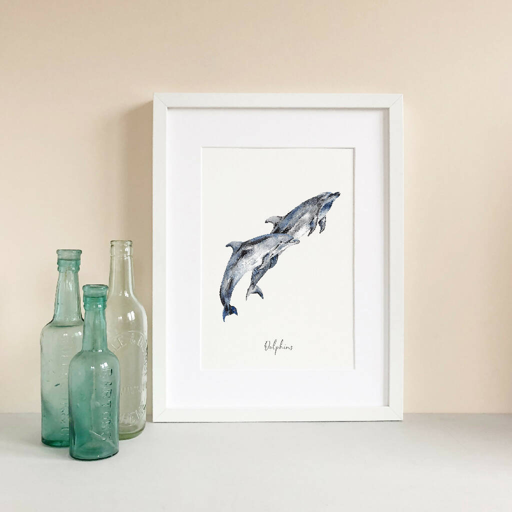 Watercolour Dolphins Print